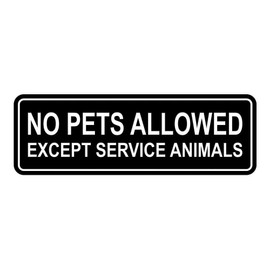 Cartel estándar No Pets Llowed Except Service Animals - Negro - Mediano 1 paquete