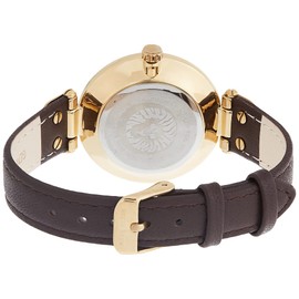 Anne Klein Women's 109168IVBN Gold-Tone and Brown Leather Strap Watch
