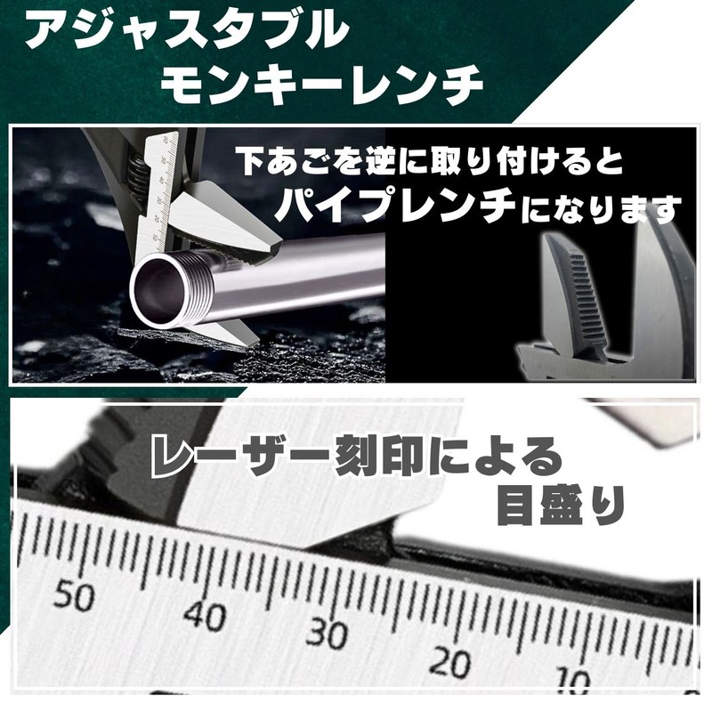 MSMint Monkey Wrench, Wide, Water Supply, 7.9 inches (200 mm),