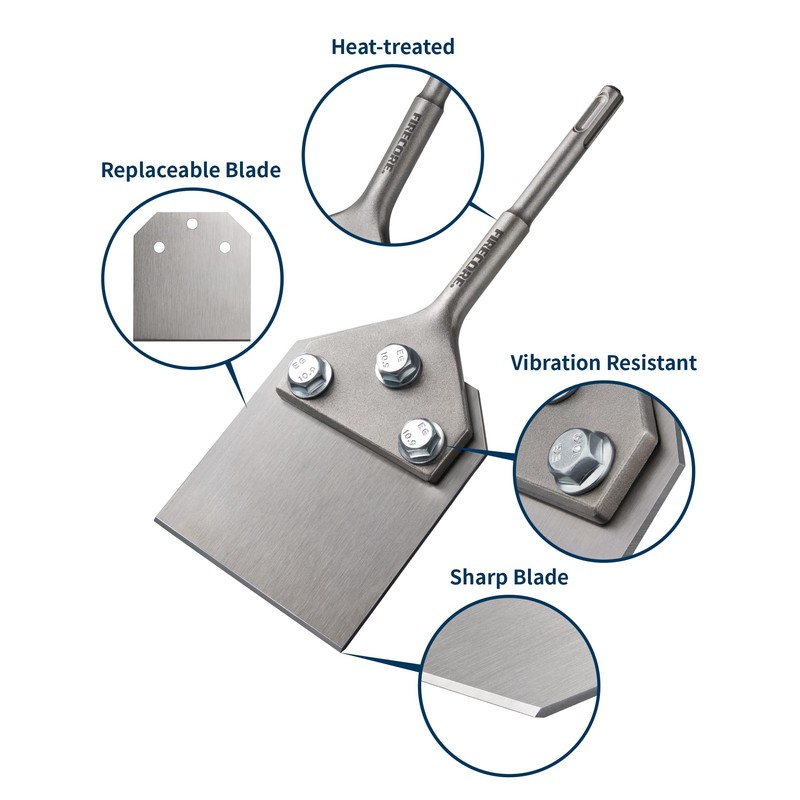 SDS Plus Floor Scraper with 2pcs Replaceable Blades, Firecore 4