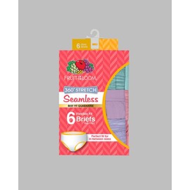 Fruit Of The Loom Girls Seamless Brief 6 Pack 6GSLBRT - Assorted, 6/8