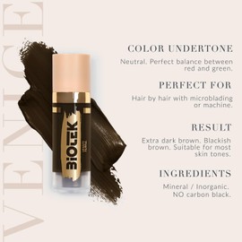 Brow Pigment for Permanent Makeup - Neutral Dark Brown Color for Eyebrows - Inorganic Creamy - Made in Italy - Venice 0,61 fl.oz.