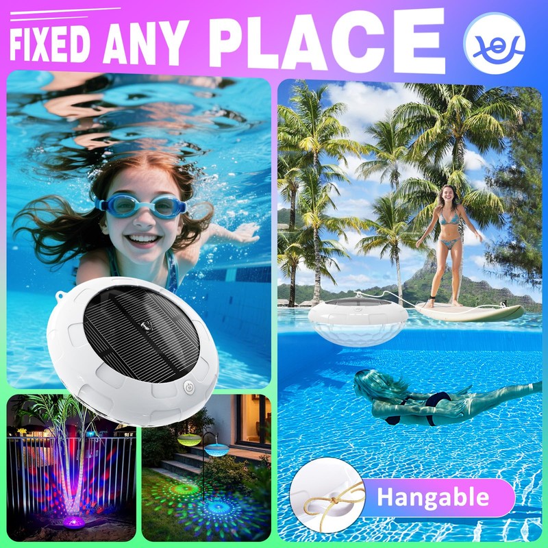 Cootway Floating Pool Lights w/Remote, 6.5 Inch RGB Solar Pool