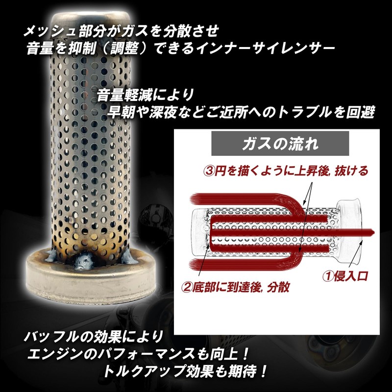 TIGRE BLANC Motorcycle Muffler, Inner Baffle Silencer, Volume Adjustment, Exhaust