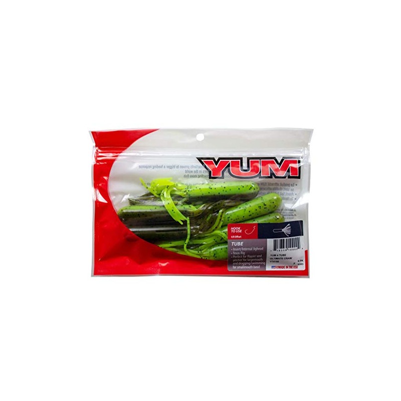 Yum Lures YT4155 Tube Fishing Bait, Ultimate Mate Craw, 4"