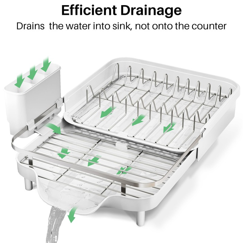 Dish Drying Rack, Expandable Dish Rack for Kitchen Counter, Stainless