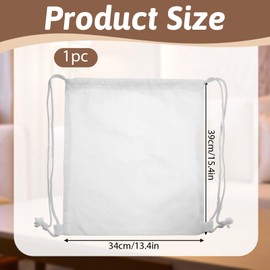 KALIONE Cotton Canvas Drawstring Backpack Bag, 1Pack Cotton Drawstring Bags, Cinch Sport Gym Sack for Women Men, White