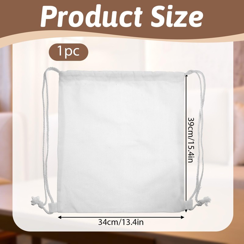 KALIONE Cotton Canvas Drawstring Backpack Bag, 1Pack Cotton Drawstring Bags,