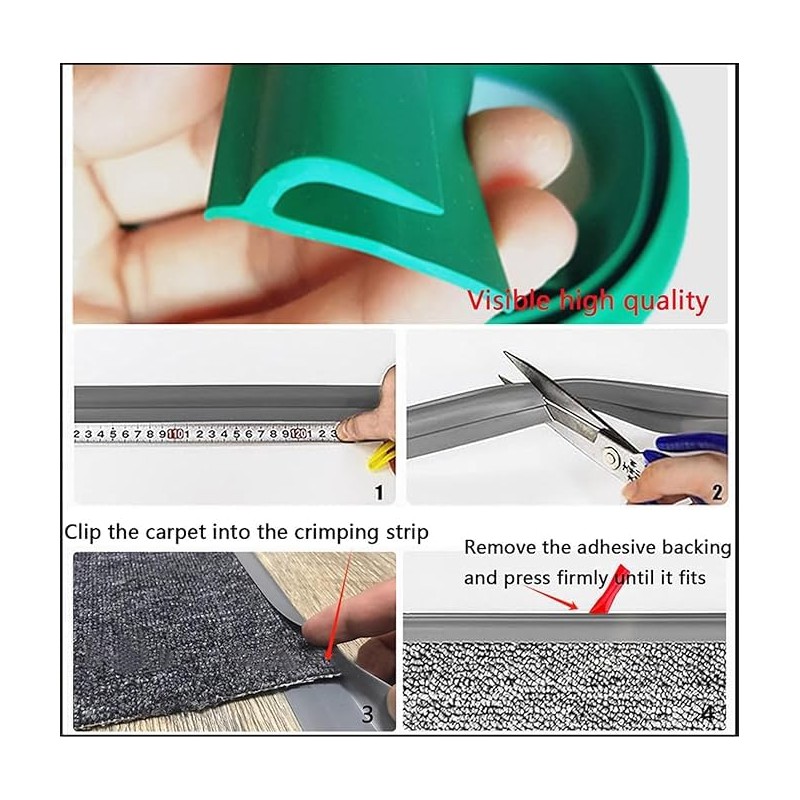 5ft Carpet to Tile Transition Strip, Self Adhesive Edging Trim,