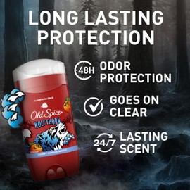 Old Spice Aluminum Free Deodorant for Men, 24/7 Odor Protection, 24/7 Freshness & Lasting Scent, Goes on Clear, Wolfthorn with Sweet Citrus Scent, 3.0 oz (Pack of 3)