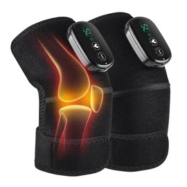 YUANBO Cordless Electric Heated Knee Massager, 3-in-1 Heated Knee Massager with Heat for Knee Elbow Shoulder Wrap with 3 Vibration & Heating Modes (2 Pack)