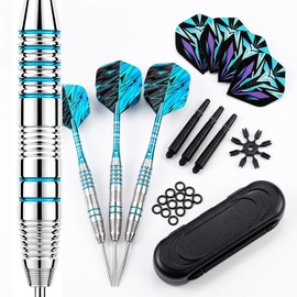Professional Darts Set with Case 3 Pack Aluminum 22g Darts Steel Tip with Accessories for Home Practice Competitive Matches Family Gatherings and Dart Enthusiast Gifts