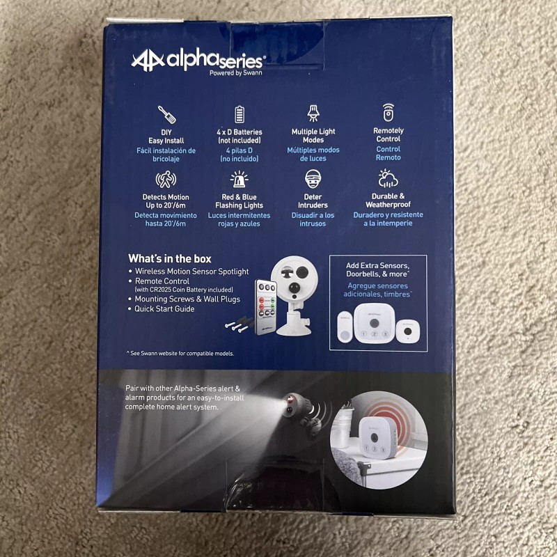 Swann Alpha Series Wireless Motion Sensor Spotlight w/ Remote Control