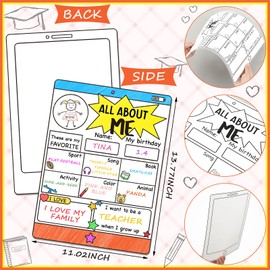 Eersida 36 Pcs All About Me Posters Back to School Students Introduce All About Me Child Elementary School for Classroom Activities Boy and Girl Star of The Week Posters for Preschool Kindergarten