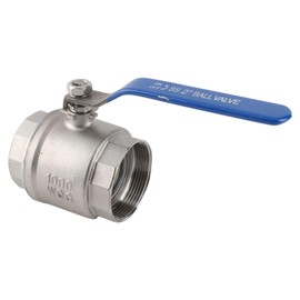 2 Inch Ball Valve, 304 SS Full Port Two-Piece Design with Female DN50 1000 WOG Heavy-Duty Blue Handle for Water Oil Gas Industrial Plumbing Systems