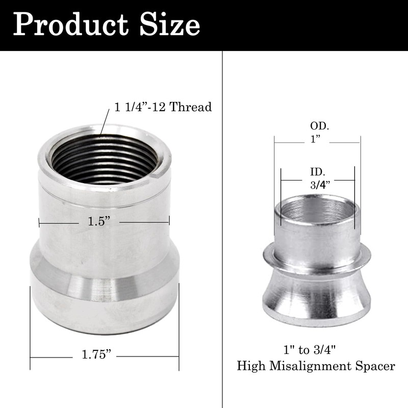 GaiRen 1 1/4'' Heim Joints Rod End Kit, 1.25'' Pair