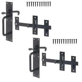 TERF® Heavy Duty Suffolk Gate Latch Door Lock Black Thumb Latch Catch Lock - Weather Protection Suffolk Latches for External Doors Gate Shed Door Lock with Fixing - Pack of 2