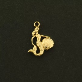 14k Mermaid Charm - Ocean Pendant - 14k Gold Plated - GLD979