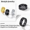 Bestyle Black 7.5mm Wide Celtic Trinity Knot Eternity Wedding Engagement