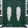 2 Pcs White Christmas Pine Door Swag, 28'' Artificial Cedar