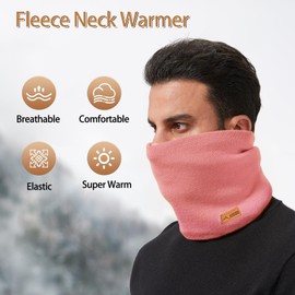 Mottico Winter Neck Warmer Men Ski Neck Gaiter Face Scarf Women (Black, Rose Pink)