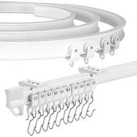 XCK Flexible Curtain Track 10 ft - Bendable Ceiling Curtain Track for RV Shower Curtain Track, Curved Curtain Track Ceiling Mount, Flexible Shower Curtain Rod, White Ceiling Curtain Rail System