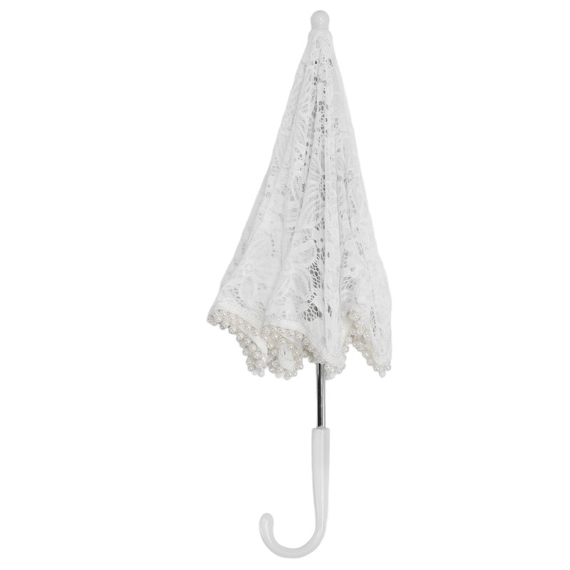 Lace Wedding Umbrella Romantic Embroidery Flower Bridal Umbrella Ergonomic Handle