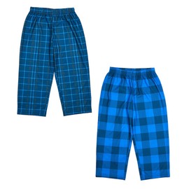 Blue Plaid & Dark Blue Plaid 2-Pack Toddler Boy's to Youth Boy's Sleep Pajama Pants-4T