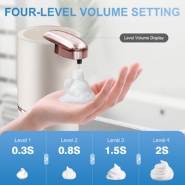 Varluckiner Automatic Foaming Soap Dispenser, Wall Mount Touchless 4 Gear Adjustable Electric Soap Dispenser,USB Rechargeable with Infrared Motion Sensor (Pink, 12.8oz)