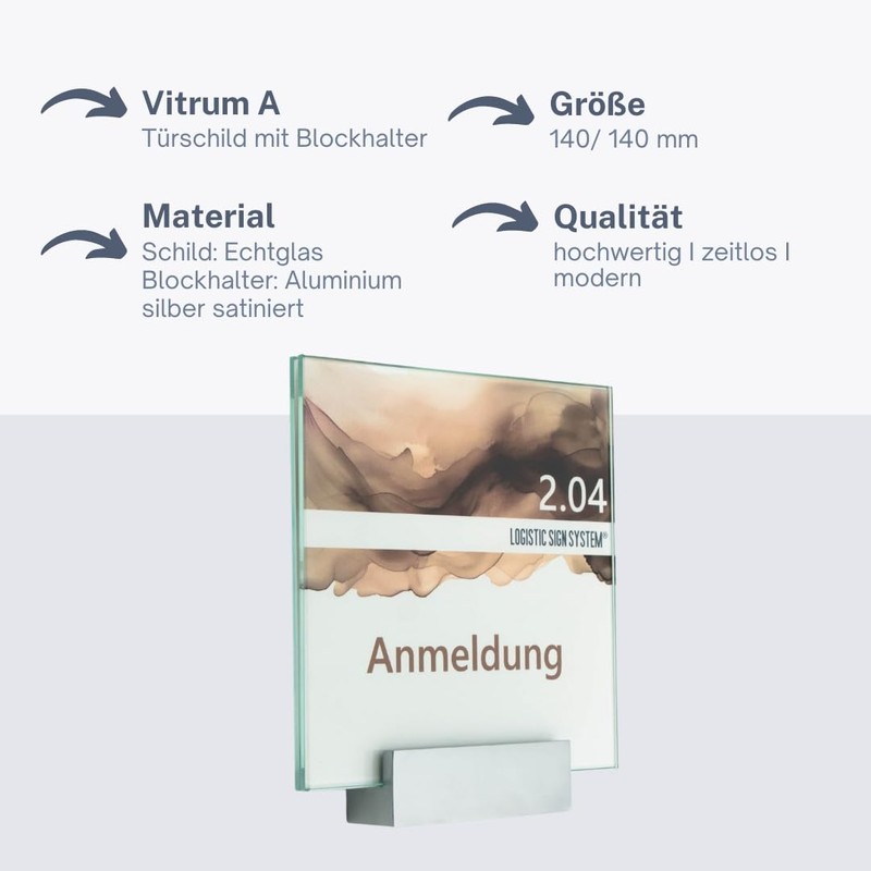 Logistic Sign System Door Sign Glass Vitrum A with Block