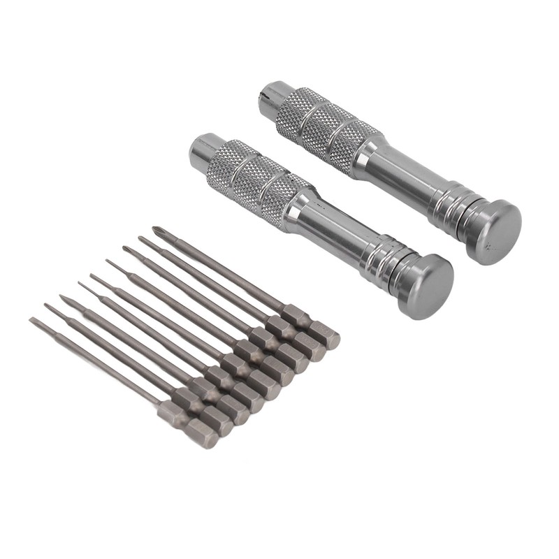 Steel Slotted Screwdriver Set with 9 Bits 2 Handles Hand