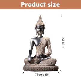 QOTSTEOS Thai Buddha Ornament Figurine, Meditating Peace Sitting Ornament Carving Figurine Craft, Zen Garden Buddha Statue Sculpture for Home Decoration Table Ornament(Black)
