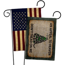 Gadsden Flag Pack Burlap Don't Tread On Me Vintage Poster Porch Decor Appeal To Heaven Pine Tree Yard Sign American Flags For Outside House Washington's Cruiser Gifts Patriotic Decorations Made In USA