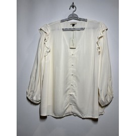 Universal Thread Womens Double Ruffle Long Sleeve Deep V-Neck Top - Universal Thread Dog Bone XXL