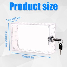 Thermostat Lock Box with Keys, Transparent Thermostat Cover Clear Thermostat Guard for Wall AC Lock Box Cover Home Restaurant Supply Fits Thermostat 6.3x4.5x2.3 Inch or Smaller
