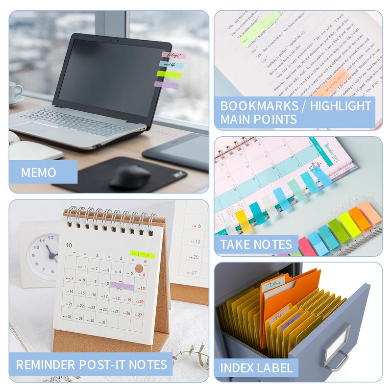 Pack of 2000 Sticky Notes, Sticky Notes Book Tabs Post