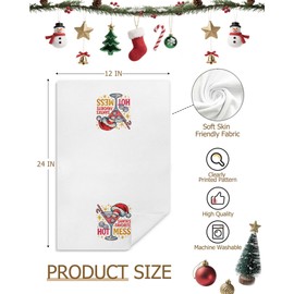 FISWAFY Glitter Christmas Martini Kitchen Towels, Gifts for Martini Lovers Dish Tea Towels, Christmas Santa Hat Cocktail Decorative Hand Towel for Kitchen Bar Decor, 16x24 Inch