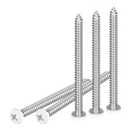 DTGN #8x2-1/2" White Screws 15Pack - 304 Stainless Steel Pan Head Phillips Sheet Metal Screw Self-Tapping Screw Wood Screws