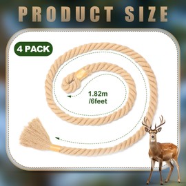 4 Pack Hemps Rope for Deer Hunting 30 Inch Mock Scent Rope Scrape System Rigid Deer Hangs Anywhere Accessories for Hunter Gifts