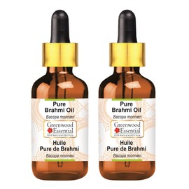 Greenwood Essential Natural Pure Brahmi Oil (Bacopa Monnieri) with Glass Dropper Therapeutic Quality for Hair, Skin and Aromatherapy (Pack of Two) 100 ml x 2 (6.76 oz)