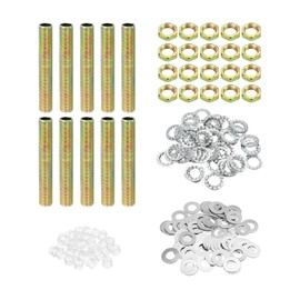 PATIKIL 1/8IP Thread 2.56" Lamp Pipe Kit with Lock Nuts Washers, Fasteners Assortment Hardware for Chandelier Ceiling Light DIY, Zinc Plating