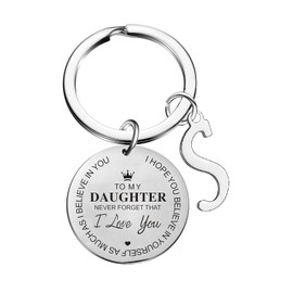 To My Daughter Gift Keychain Initial Keychain Gifts For Birthday Graduation (S)