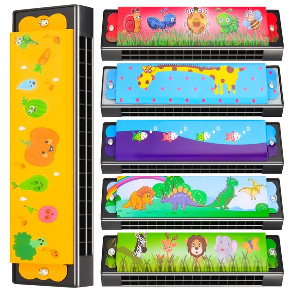 6 Styles Harmonica for Kids, Lightweight Cartoon Harmonica with Double
