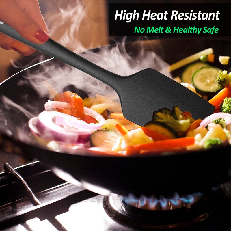 3 Pack Large Silicone Spatula for Kitchen,600°F Heat resistant Rubber