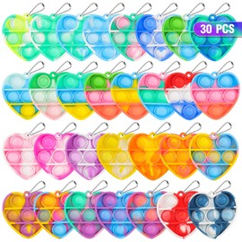 Pop Fidget Toys Bulk Its Valentines Day Gifts for Kids Party Favors for Kids Toys 30 PCS Valentines Mini Pop Heart Keychain It Fidget Toy Pack Fidgets for Classroom Prizes Birthday Goodie Bag Stuffers