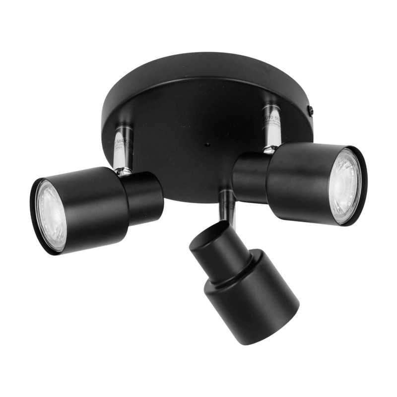firstchoicelighting Black Bathroom Ceiling Spotlight, Modern 3 Way Adjustable Spot