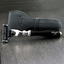 Reise-stil rasier sets mit rasiermesser und rasierpinsel mit 100% aus echtem leder deckt