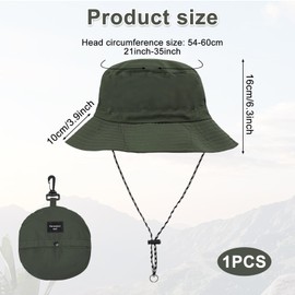 KHDULQ Sun Hat Fishing Hat with Chin Strap Waterproof Bucket Women's Quick Dry Packable Hat Summer Outdoor Activities Rainproof, Green, 54-60