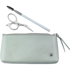 ZWILLING Eyebrow Set with Hair Brush and Scissors, Gift Set Leather Case, Stainless Steel, Premium, Mint