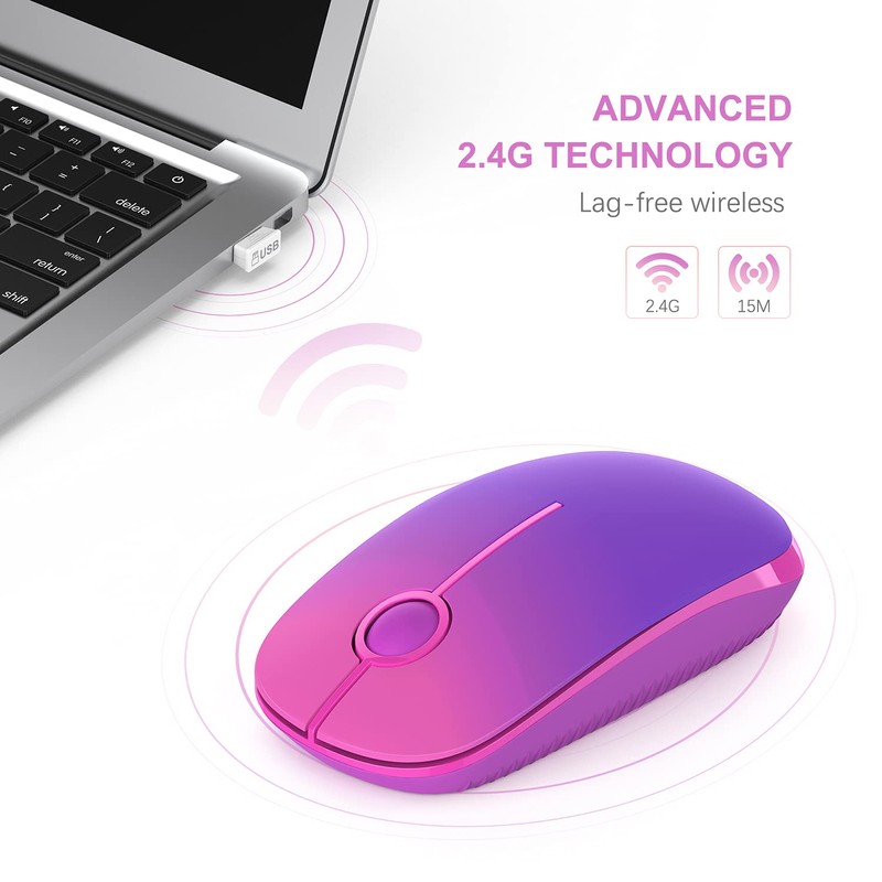 VssoPlor Wireless Mouse, 2.4G Slim Portable Computer Mice with Nano